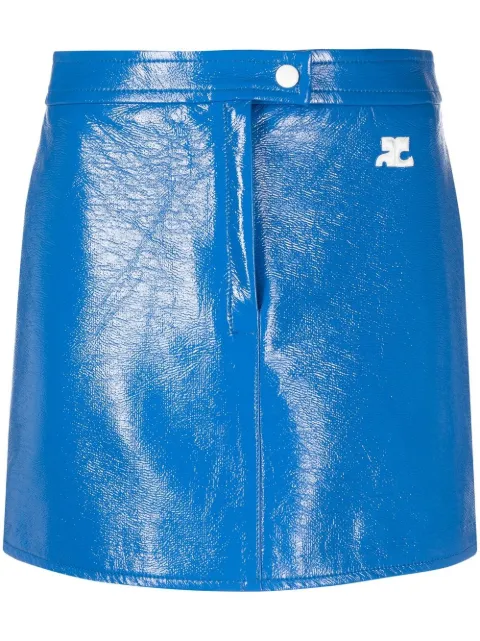 Courrèges logo-patch miniskirt Blue PERCJU001VY0003