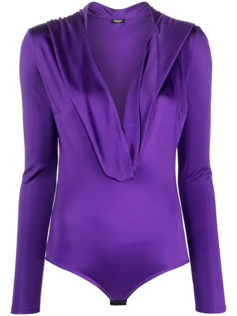 Versace hooded cowl-neck bodysuit Purple 10098341A00572