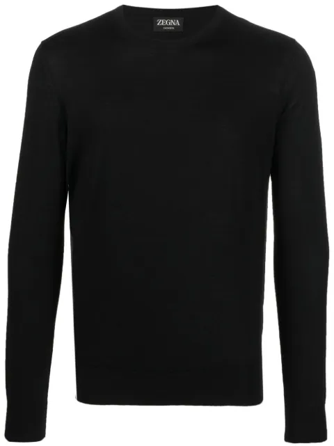 Zegna crew-neck cashmere-silk jumper Black E8J00110