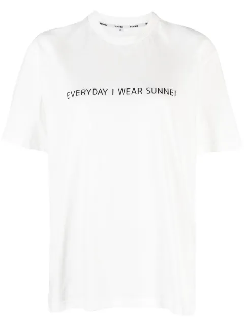 Sunnei slogan-print cotton T-shirt White CRTWXJER048JER0127433