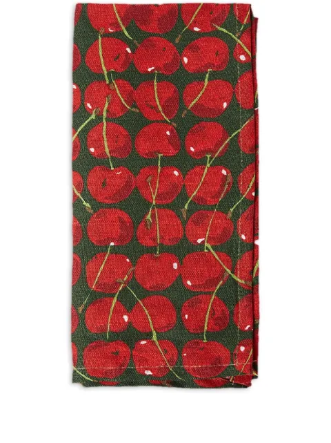 La DoubleJ Cherries Verde set of two napkins Green NAP0006LIN001CHY0004
