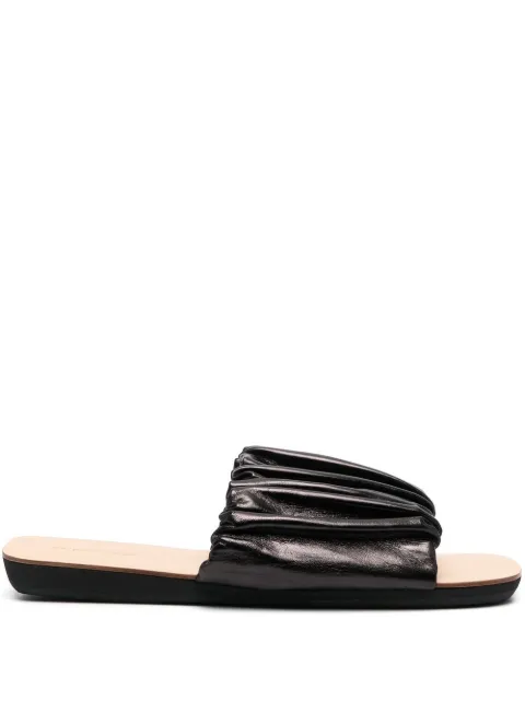Jil Sander leather gathered-detail slides Black J15WP0077P4864