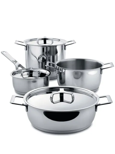 Alessi Pots & Pans seven-piece cookware set Silver AJM100S7