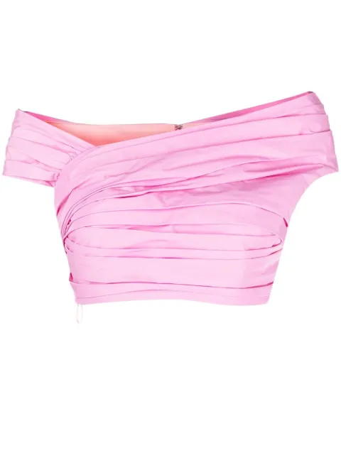 DSQUARED2 pleated off-shoulder cropped top Pink S75NC1027S47858