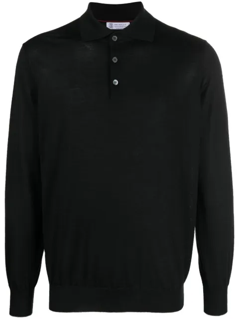 Brunello Cucinelli button-front long-sleeved polo shirt Black M2300295CH101