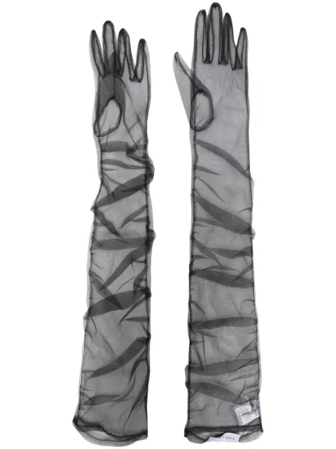 Ioana Ciolacu sheer long-length gloves Black ID22GL01BLK