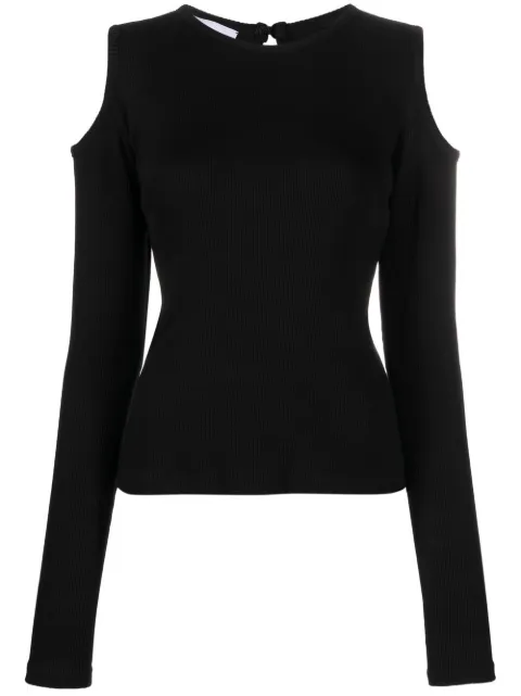 Ioana Ciolacu fine-ribbed cold-shoulder top Black ID22BL01BLK