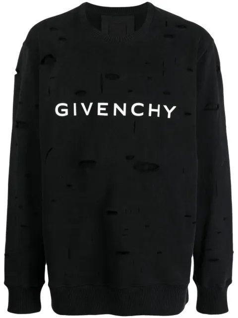 Givenchy logo-print distressed sweatshirt Black BMJ0KE3Y9W