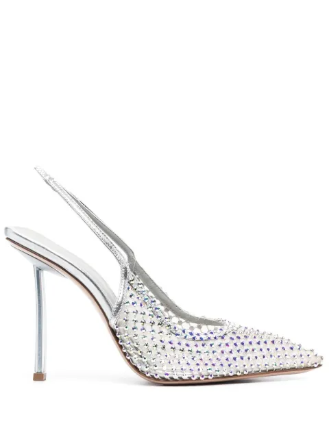 Le Silla crystal-embellished slingback pumps Silver 2299U090P1PPCAZ