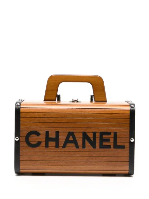 CHANEL Pre-Owned 1995 CC wooden vanity handbag Brown 3987330