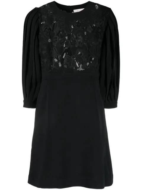 See by Chloé floral-panelled mini dress Black CHS23SRO05025