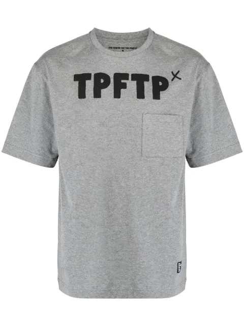 The Power For The People logo print short-sleeve T-shirt Grey 0035G