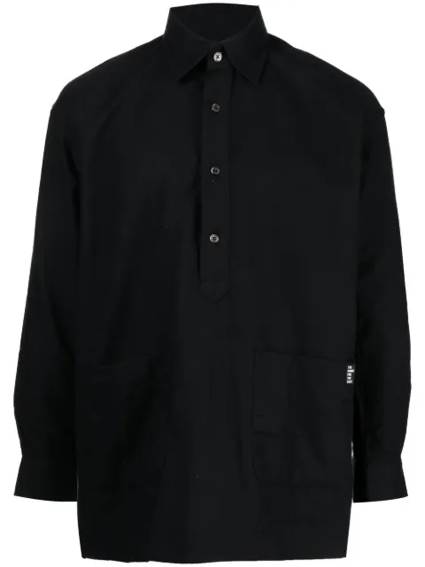 The Power For The People button placket long-sleeve shirt Black 0028BBC