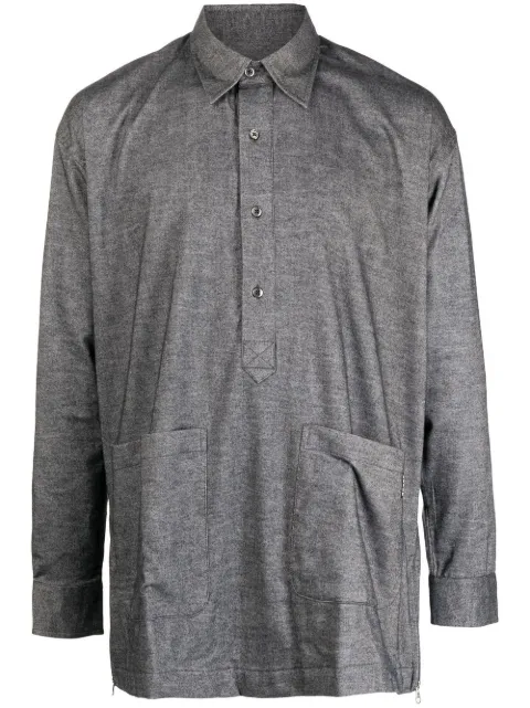 The Power For The People button placket long-sleeve shirt Black 0028GBC