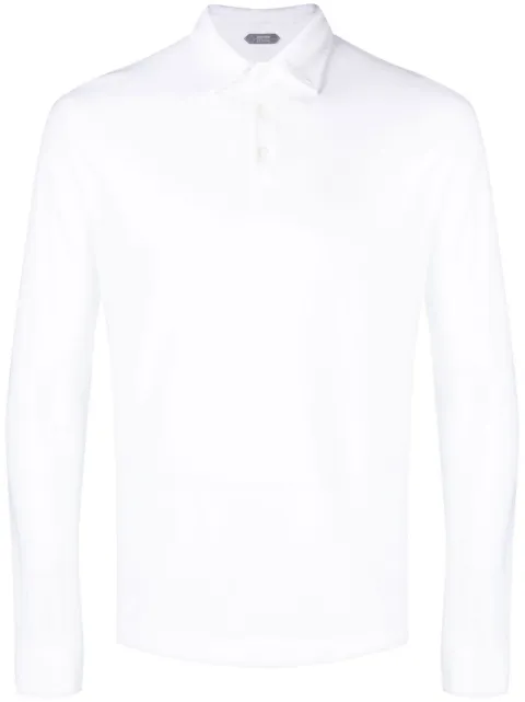 Zanone long-sleeve cotton polo shirt White 811819ZG380