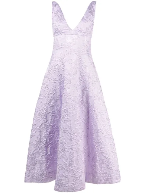 Philosophy Di Lorenzo Serafini floral-jacquard V-neck dress Purple A04110723