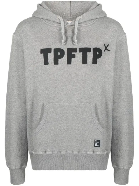 The Power For The People logo print drawstring hoodie Grey 0034G