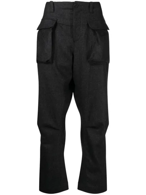 The Power For The People flap-pocket straight-leg trousers Black 0005BWC