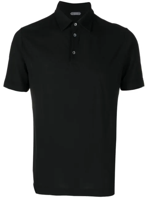 Zanone short-sleeve cotton polo shirt Black 811818ZG380
