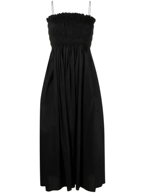 Matteau shirred-panel poplin midi dress Black SHBDRPL
