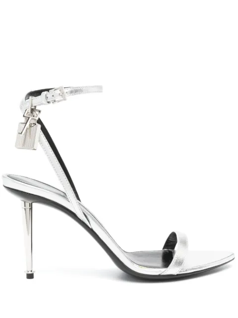 TOM FORD Padlock Pointy Naked 85mm leather sandals Silver W2748LSP014S