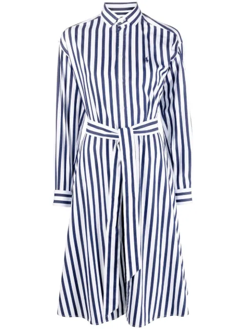 Polo Ralph Lauren striped-pattern belted midi dress White 211891428