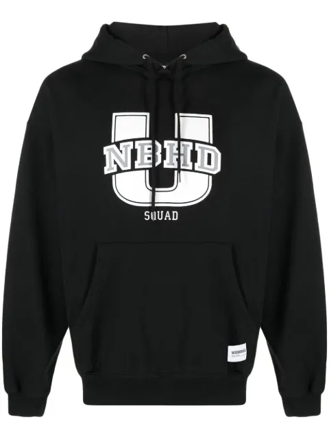 Neighborhood logo-print cotton hoodie Black 231FPNHCSM02