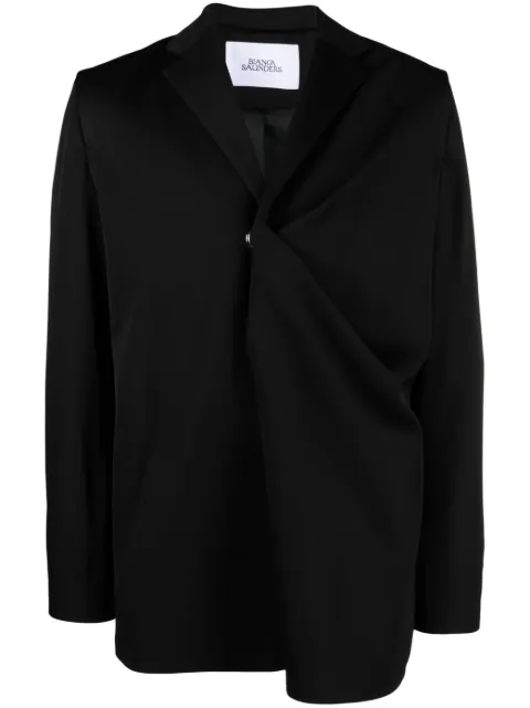 Bianca Saunders gathered single-breasted blazer Black 287