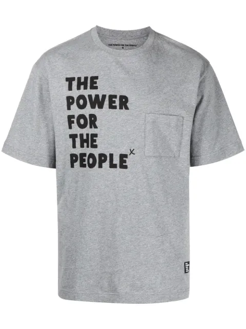 The Power For The People logo print short-sleeve T-shirt Grey 0032W