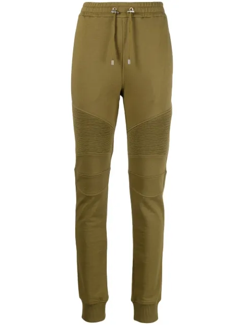 Balmain panelled slim-cut track pants Green AH1OB000BB66