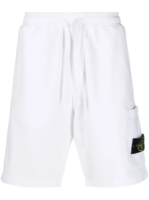 Stone Island logo-patch track shorts White L2S156200011S0051