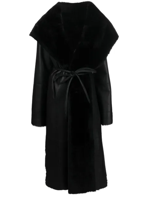 Liska tie-front sheepskin coat Black ELFINA