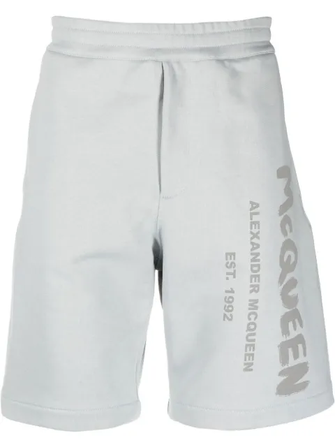 Alexander McQueen Graffiti-print track shorts Blue 688717QUZ81