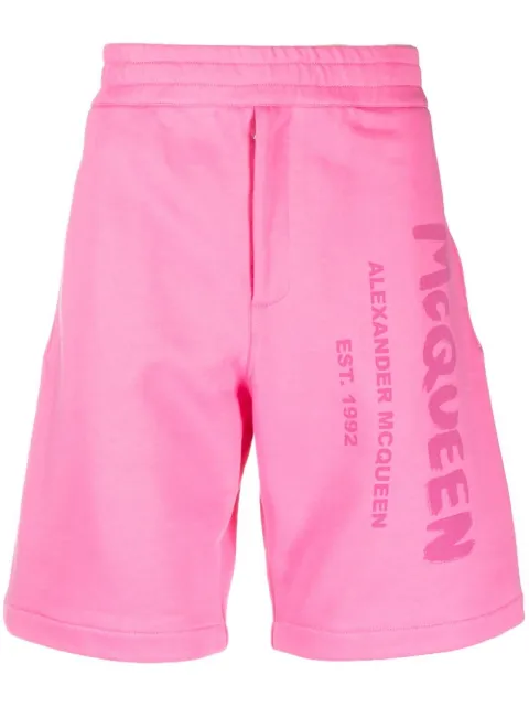 Alexander McQueen Graffiti-print track shorts Pink 688717QUZ81