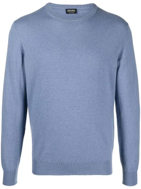 Zegna ribbed-knit crew neck sweater Blue UAK10110