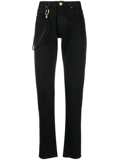 Emporio Armani leather-strap straight-leg jeans Black 6L1J751DA2Z