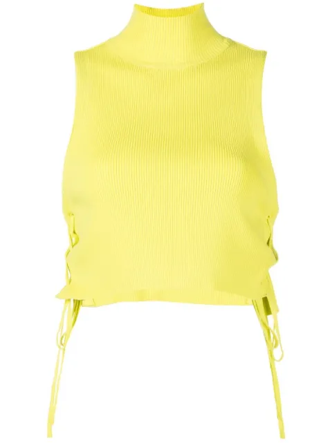 Rokh lace-up detail vest top Yellow R3CA69