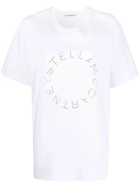 Stella McCartney rhinestone-logo short-sleeved T-shirt White 6J01583SPX38
