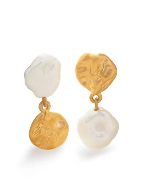Monica Vinader x Mother of Pearl Keshi pearl stud earrings Gold GPEASTDPPRL