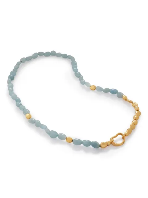 Monica Vinader Rio aquamarine beaded necklace Gold GPNKMGEMCAM