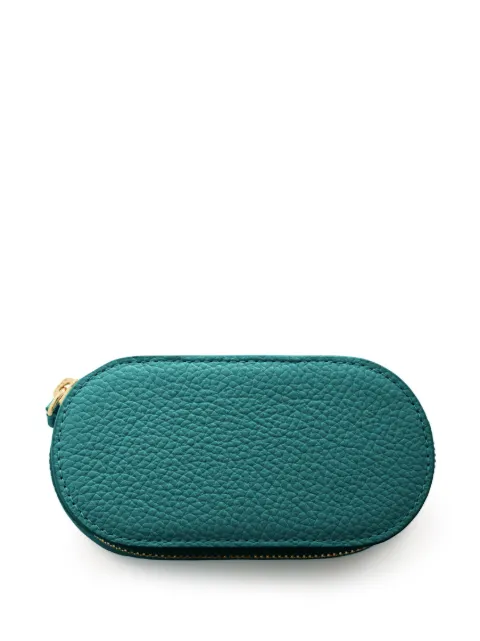 Monica Vinader oval pebbled-leather jewellery box Green ACJBMVMTAVO