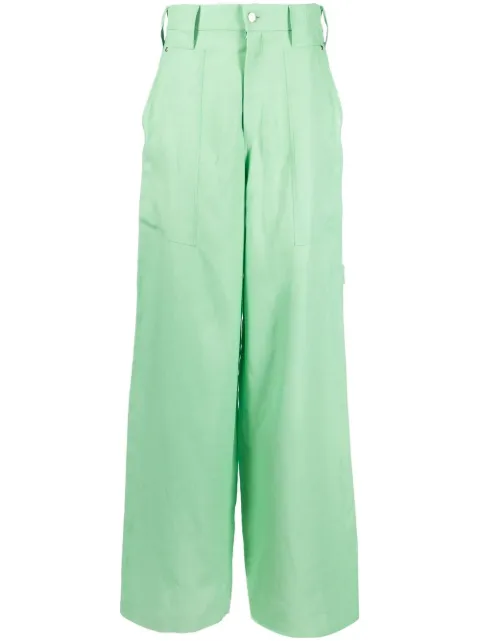 Stella McCartney high-waisted wide-leg trousers Green 6400853BU382