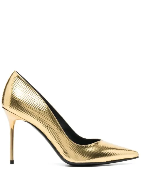 Balmain 100mm metallic pointed-toe pumps Yellow AN1UA517LNXO
