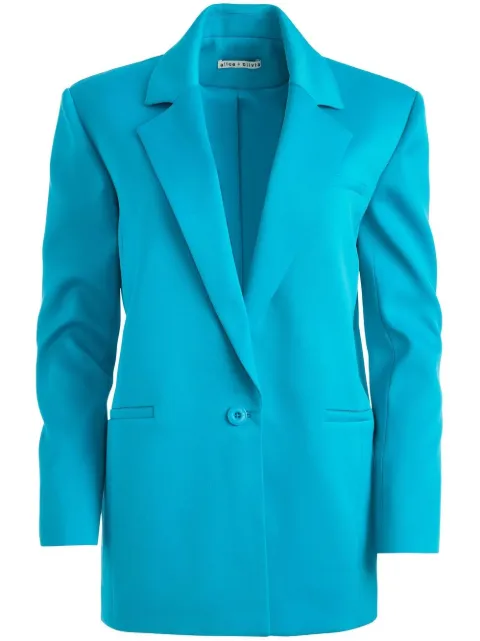 alice + olivia Shan padded-shoulder rolled-sleeve blazer Blue CC302A22201
