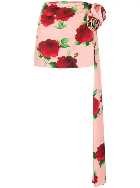Magda Butrym rose-print draped miniskirt Pink 189423