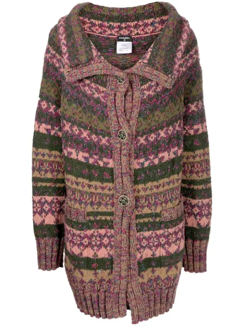 CHANEL Pre-Owned intarsia-knit cardigan Pink CSAH1122CHCARD