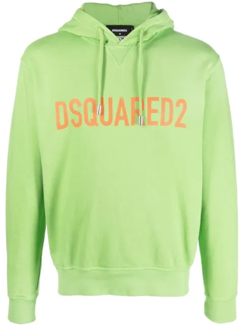 DSQUARED2 logo-print cotton hoodie Green S74GU0664S25538