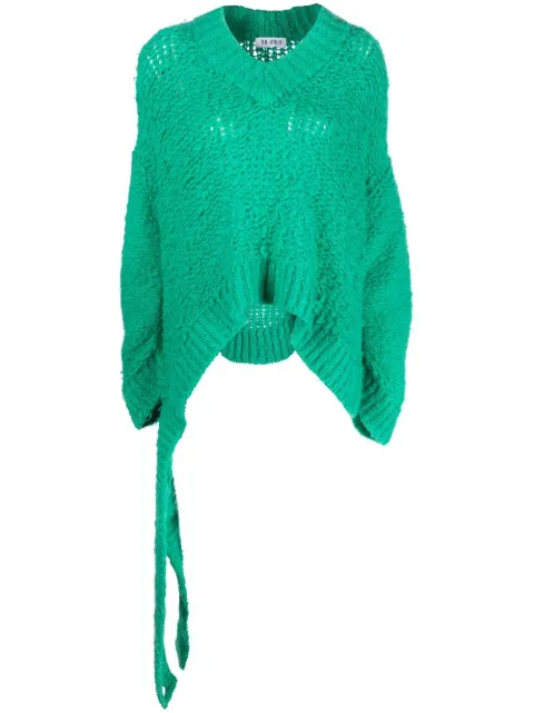 The Attico open-knit V-neck jumper Green 231WCK68KWP001