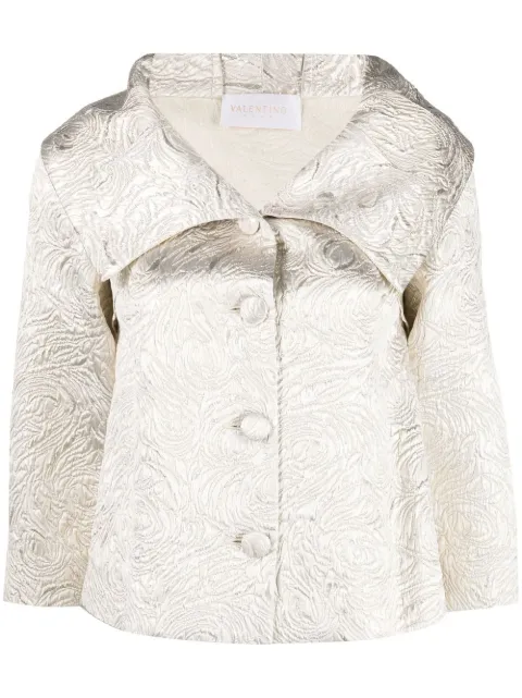 Valentino Garavani Pre-Owned 1990s oversize-collar jacquard jacket Gold HOLAVAL137A