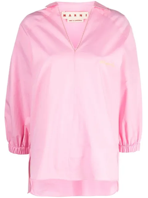 Marni roll-sleeve V-neck shirt Pink TTMA0226A0UTC193
